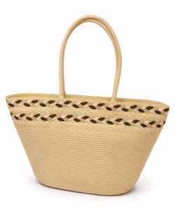 Flätad strandväska beige