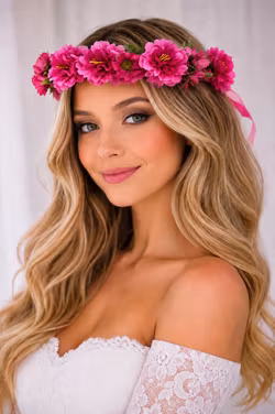 Blomsterkrans med cerise blommor