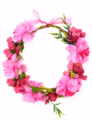 Blomsterkrans med cerise blommor