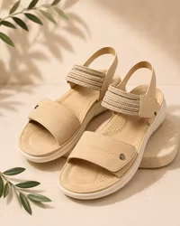 Beige sandal i fuskskin