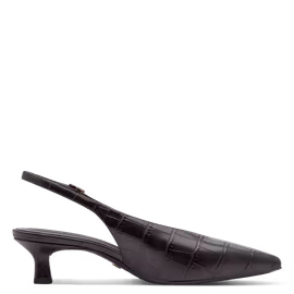 Bruna krokomönstrade slingback klackar
