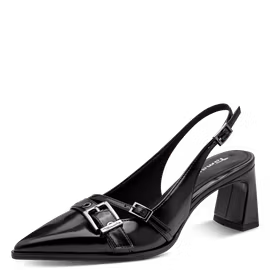 Slingback pumps i svart lackfinish