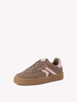 bruna sneakers med rosa detaljer