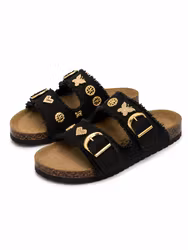 Svarta jeans bling tofflor
