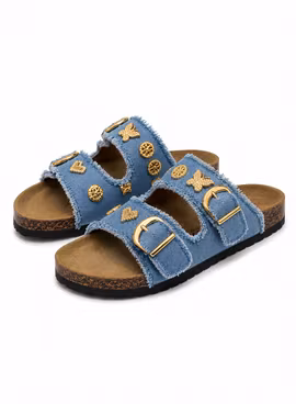 Blå jeans bling tofflor