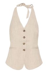 Beige halterneck-väst med knappar