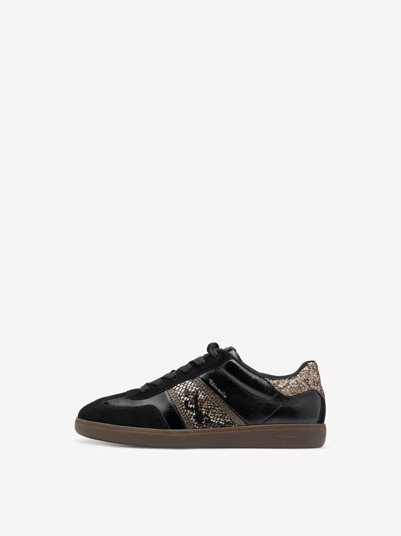 Svarta sneakers med ormskinn och glitter