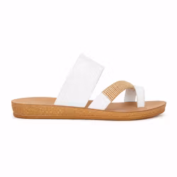 Vit sandal med flätad rem