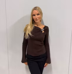 Shelly brun finstickad topp med silverdetalj