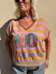No More Drama topp i orange och lila