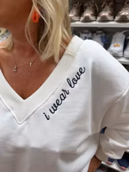 Vit I Wear Love vändbar sweatshirt