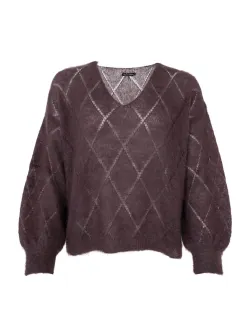 Mörkbrun stickad tröja med argyle mönster