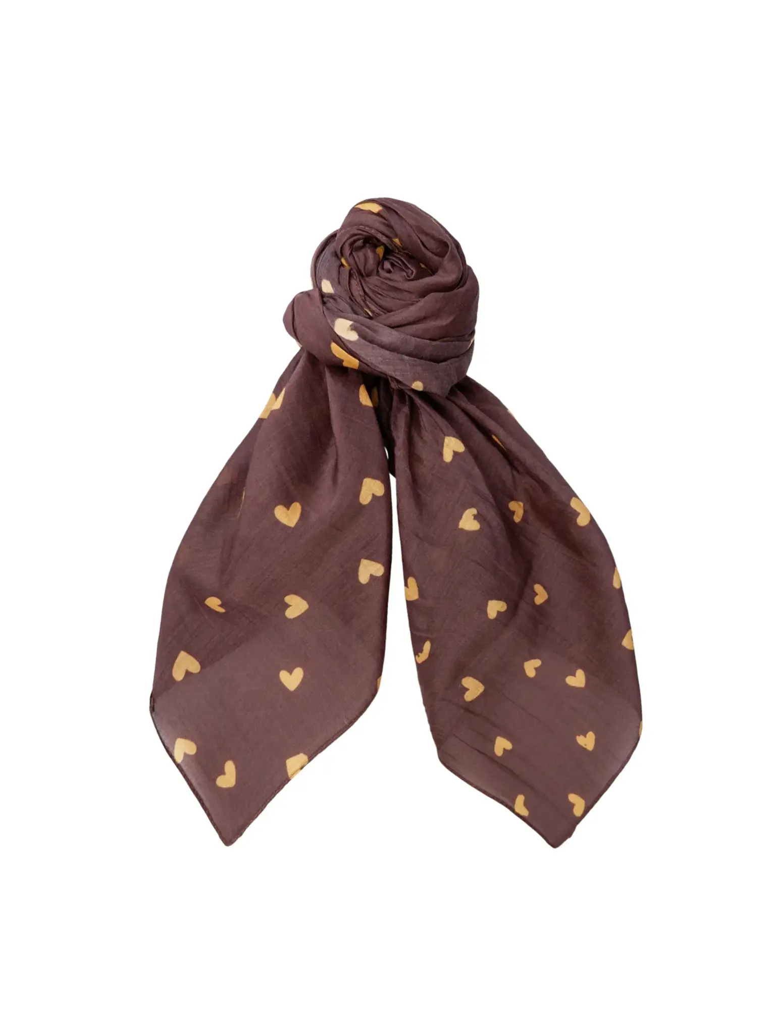 Brun scarf med hjärtan
