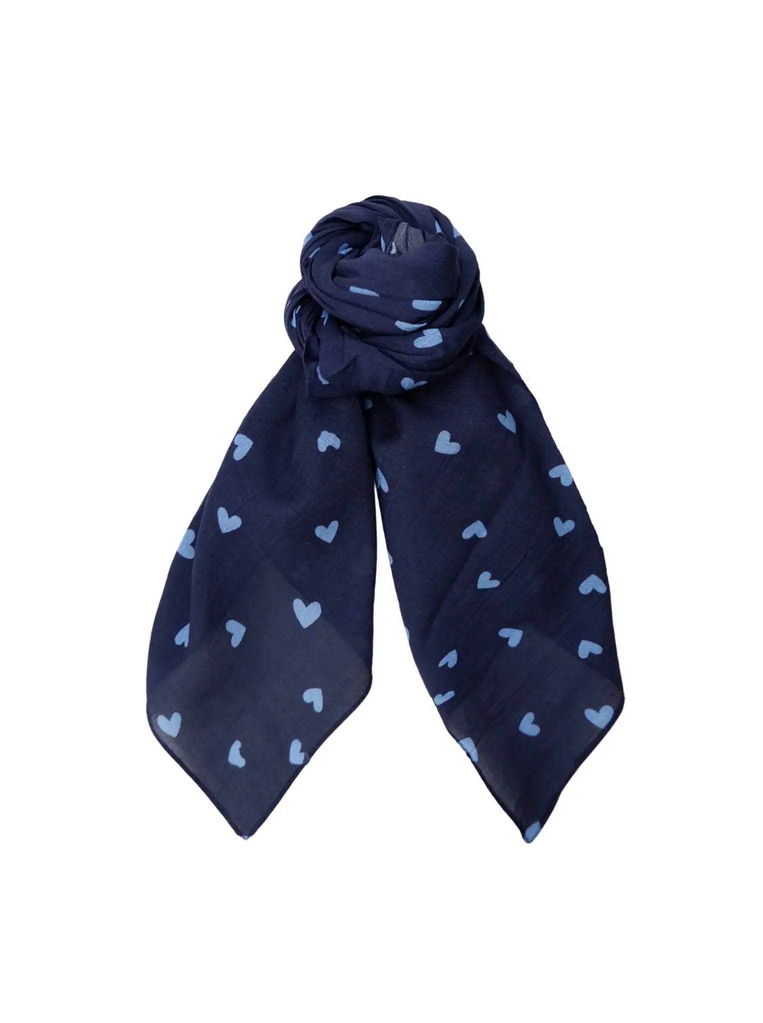 Marinblå scarf med hjärtan