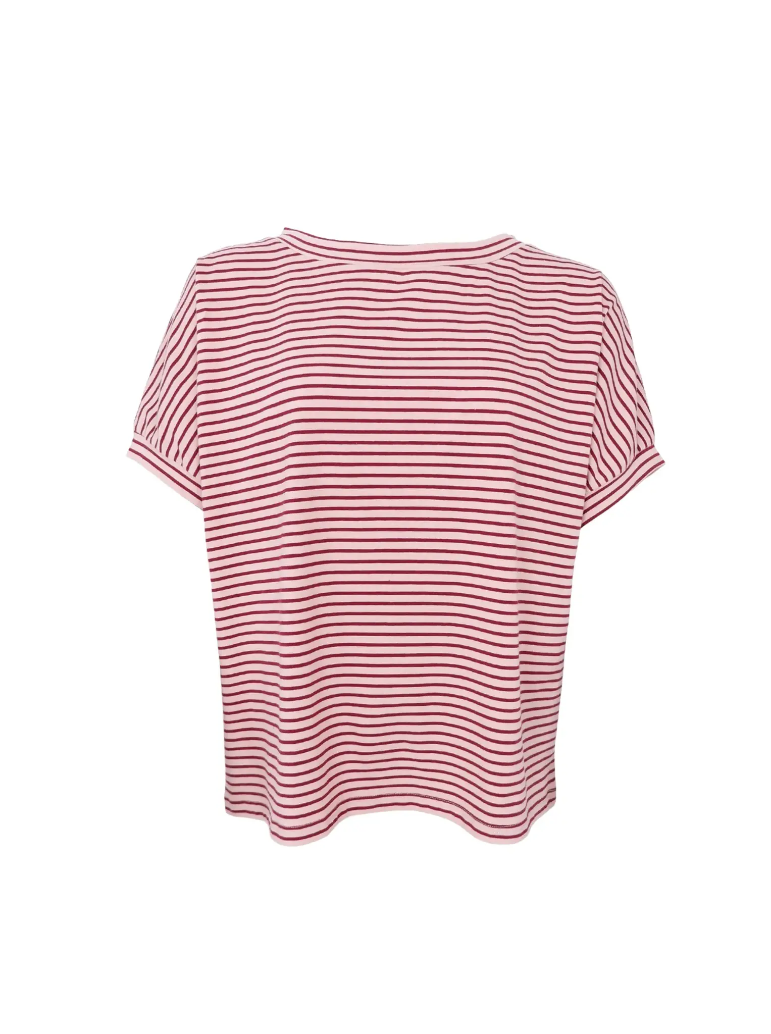 Rosa och vinröd randig T-shirt med lös passform