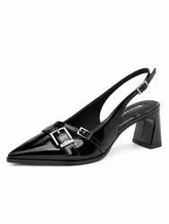 Slingback pumps i svart lackfinish