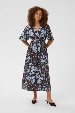 KAnadira brun och blå blommig maxiklänning