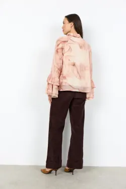 Rosa mönstrad chiffongblus