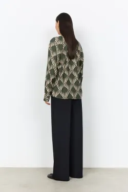 KAMPANJ - Mörkgrön mönstrad blus - ord. pris 499 kr