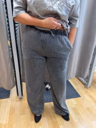 Grå vida jeans med strass