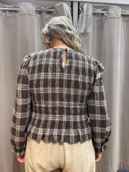 Brun rutig blus med smock