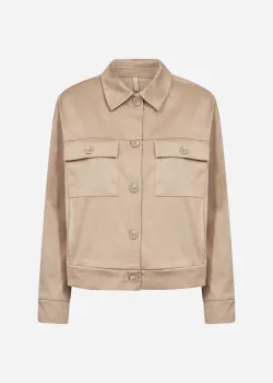Sc-hudda Beige jacka i fuskmocka
