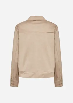 Sc-hudda Beige jacka i fuskmocka