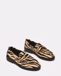 Zebramönstrad loafers i skinn
