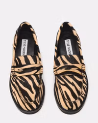 Zebramönstrad loafers i skinn