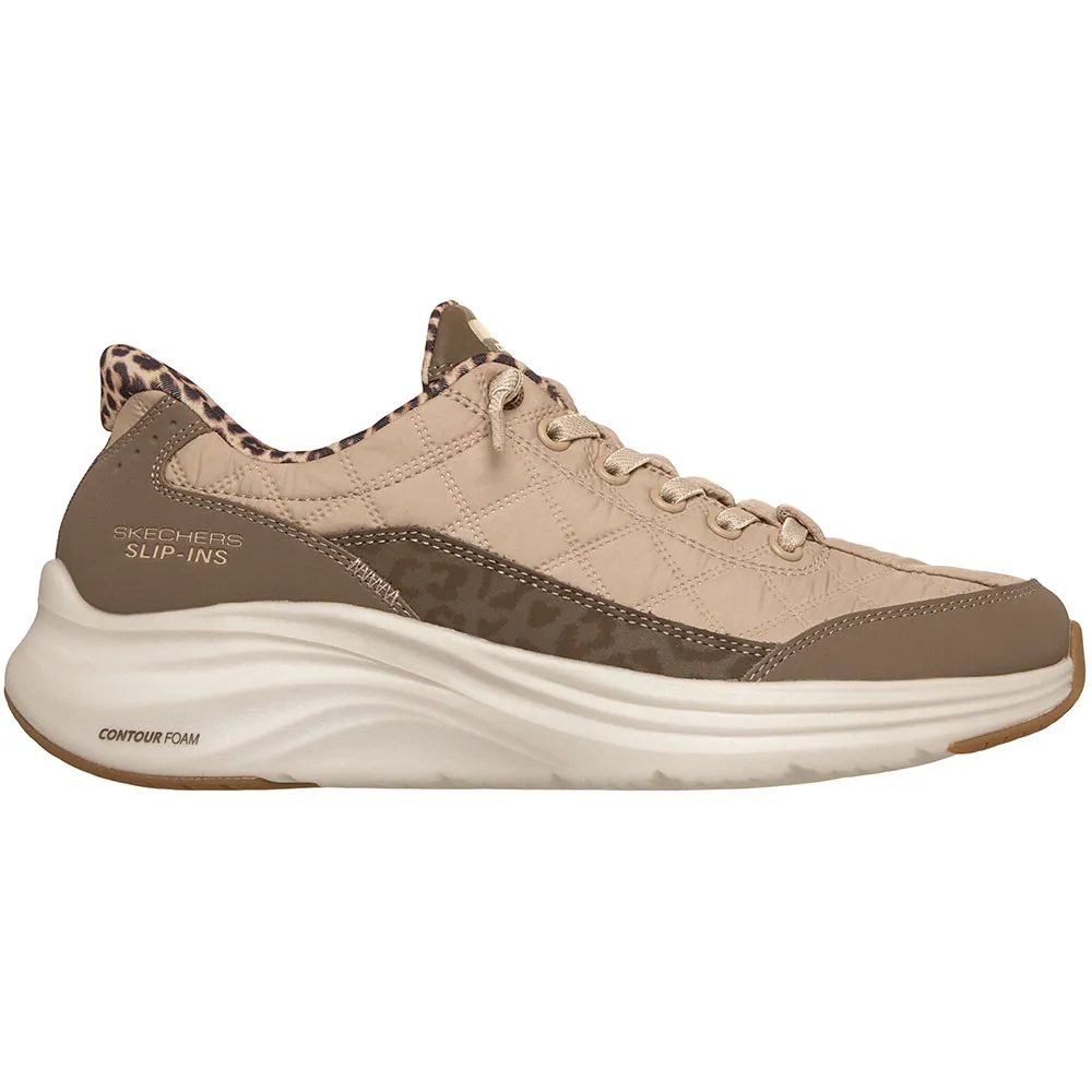 Beige slip-in sneakers med leoparddetaljer