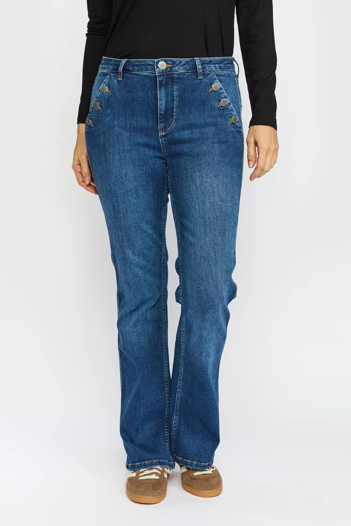 BILLE Blå jeans med knappdetaljer
