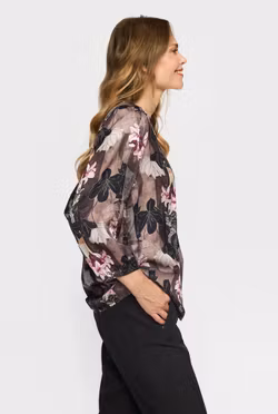 GANITTA Blommig blus i lila toner