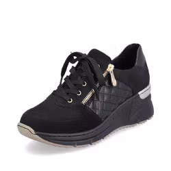 Svarta sneakers med gulddetaljer
