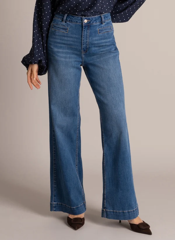 Sinka visa demin jeans med skarfs