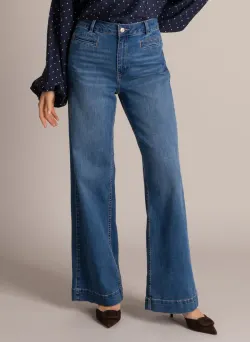 Sinka vida blå jeans med scarf