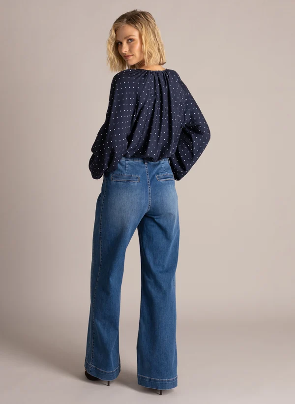 Sinka visa demin jeans med skarfs