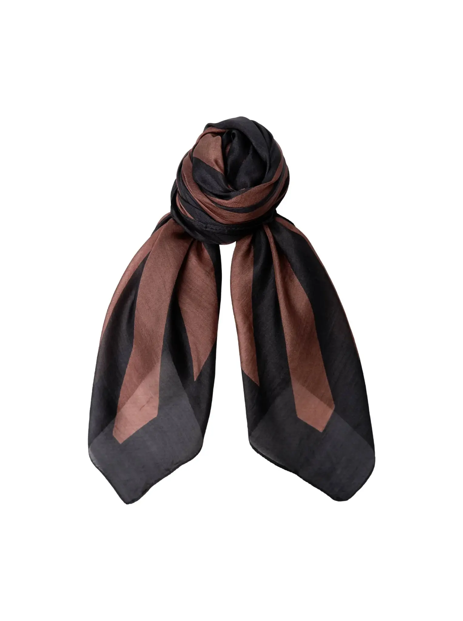 BCNALIRA svart och mocha randig sidenscarf