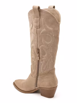 Beige cowboyboots med broderier