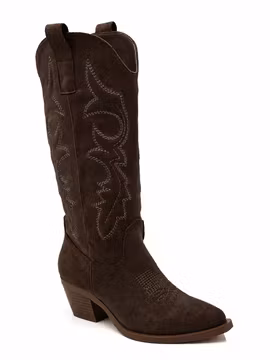 Mörkbruna cowboyboots med broderier