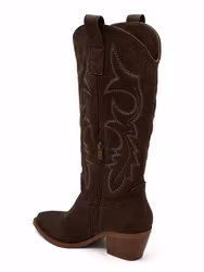 Mörkbruna cowboyboots med broderier