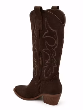 Mörkbruna cowboyboots med broderier