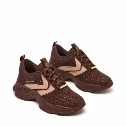 Bruna sneakers med strass
