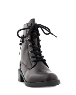 Mörkröda boots med snörning & spänne