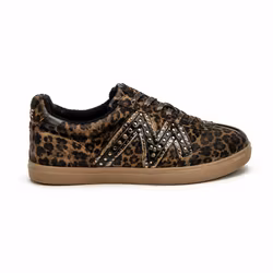 Leopardmönstrade sneakers med nitar
