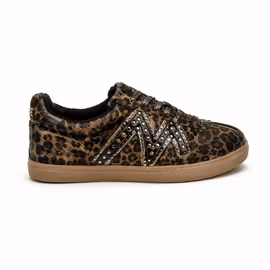 Leoprdmönstrade sneakers med nitar