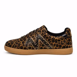 Leoprdmönstrade sneakers med nitar