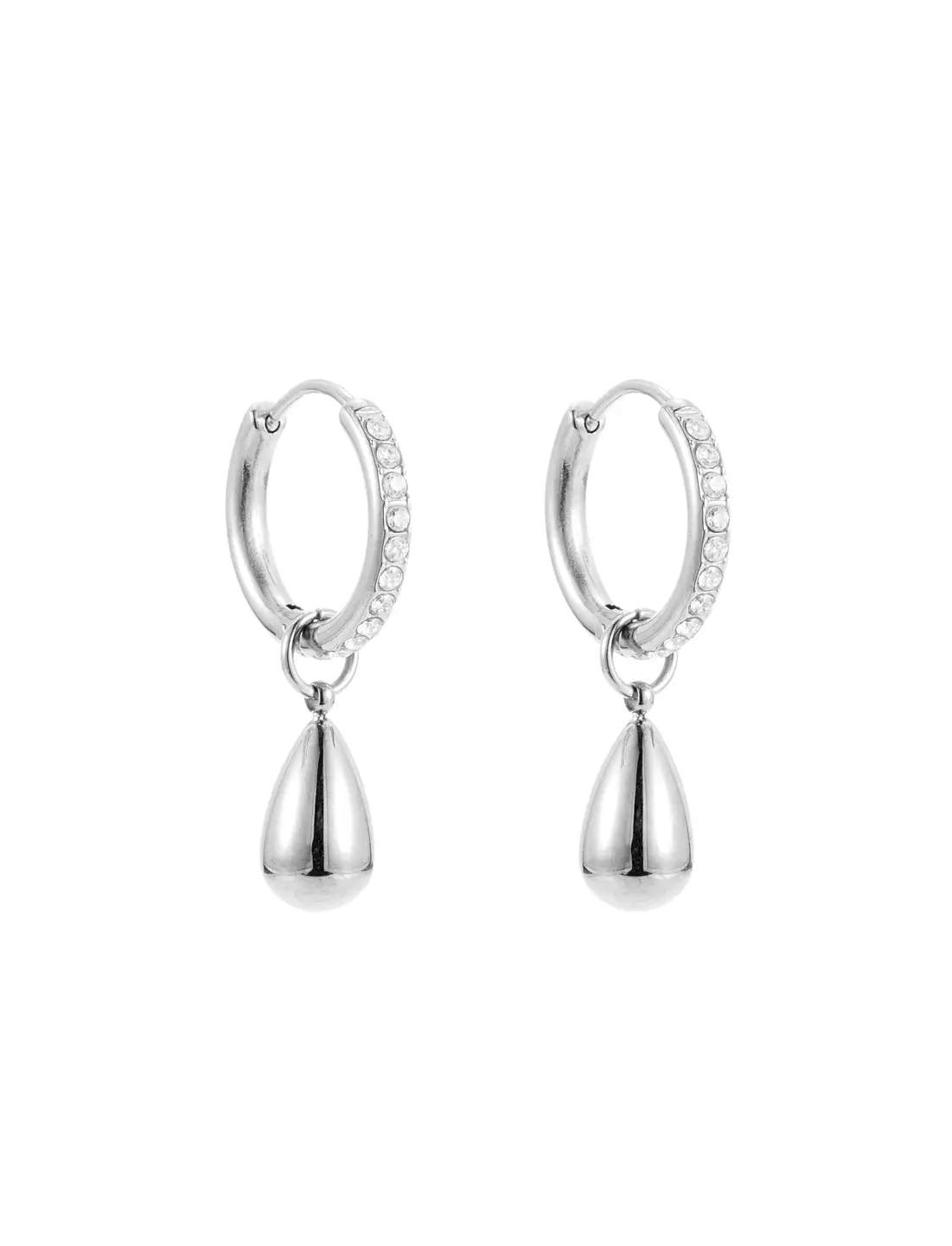 Drop crystal örhängen silver