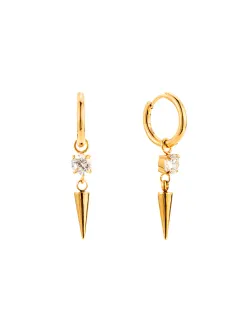 Peak and crystal huggie guld