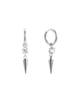 Peak and crystal huggie silver