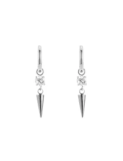 Peak and crystal huggie silver